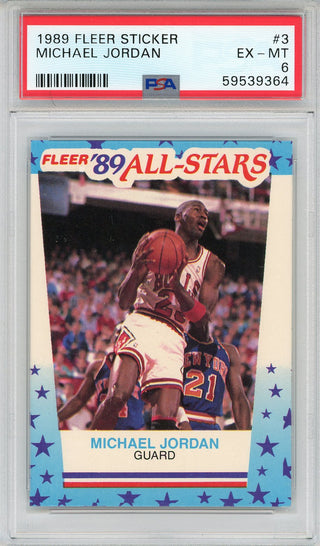 Michael Jordan 1989 Fleer Sticker Card #3 (PSA EX-MT 6)