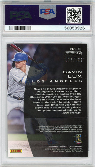 Gavin Lux 2020 Panini Chronicles Titan Holo Rookie Card #3 (PSA)