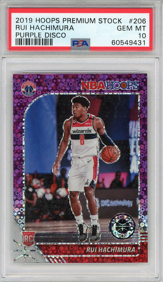 Rui Hachimura 2019 Panini Hoops Premium Stock Purple Disco Rookie Card #206 (PSA Gem Mint 10)