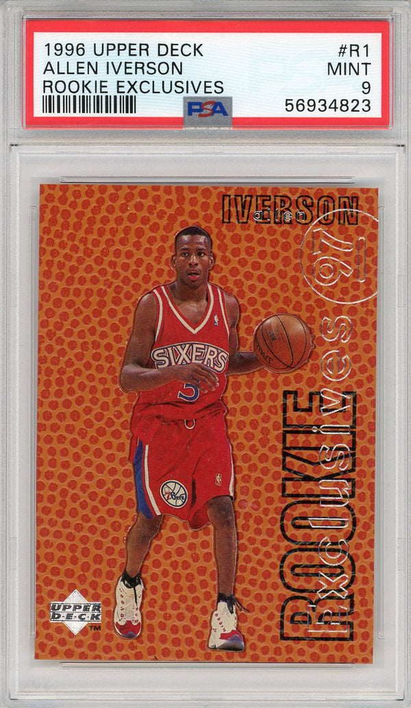 Allen Iverson 1996 Upper Deck Rookie Exclusives Card #R1 (PSA)