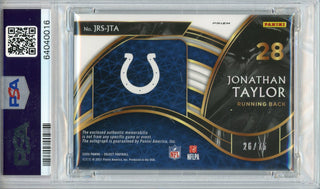 Jonathan Taylor Autographed 2020 Panini Select Jumbo Patch White Prizm Rookie Card #JTA (PSA NM-MT 8)