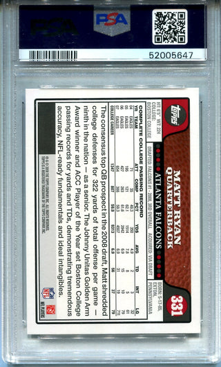 Matt Ryan 2008 Topps Rookie Card #331 (PSA)