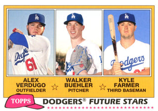 Alex Verdugo Walker Buehler Kyle Farmer 2018 Topps Rookie Card