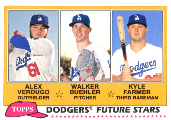 Alex Verdugo Walker Buehler Kyle Farmer 2018 Topps Rookie Card