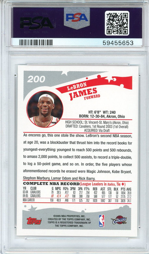 LeBron James 2005 Topps Card #200 (PSA NM 7)