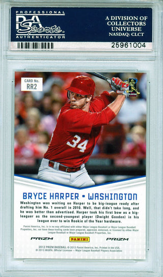 Bryce Harper 2012 Panini Prizm Rookie Relevance Silver Prizm Card #RR2 (PSA Mint 9)