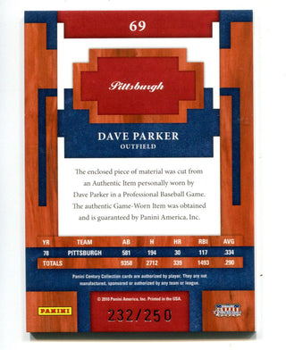 Dave Parker 2010 Panini Century Collection Jersey Card #69 232/250