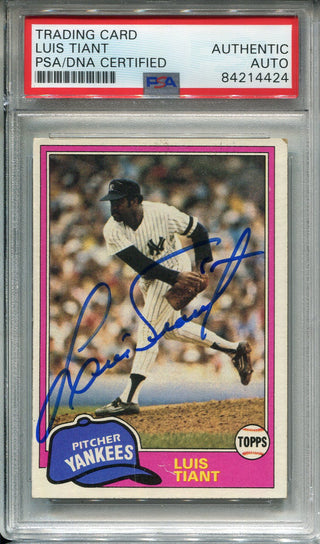 Luis Tiant Autographed 1981 Topps Card #627 (PSA)