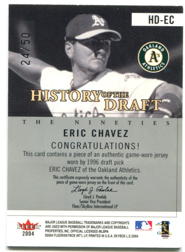 Eric Chavez History of the 90's Draft Authentic Jersey Card Fleer #HD-EC