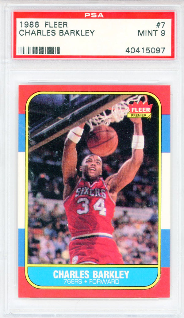 Charles Barkley 1986 Fleer Card #7 (PSA Mint 9)