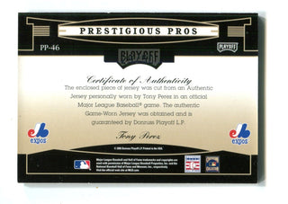 Tony Perez 2005 Donruss Playoff Prestigious Pros Jersey Card #PP46 29/50