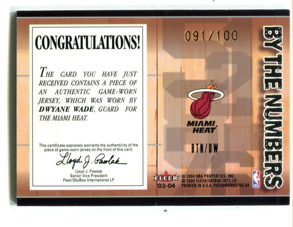 Dwyane Wade 2003 Fleer Patchworks By The Numbers #BTNDW /100