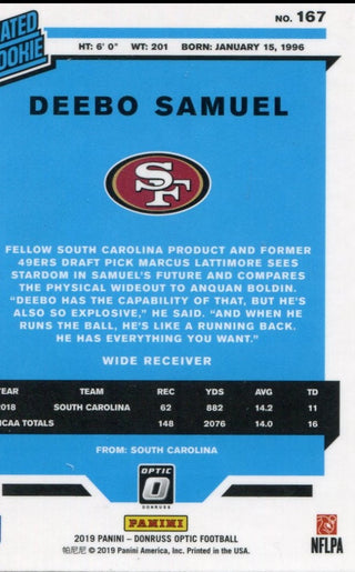 Deebo Samuel 2019 Donruss Optic Rookie Card