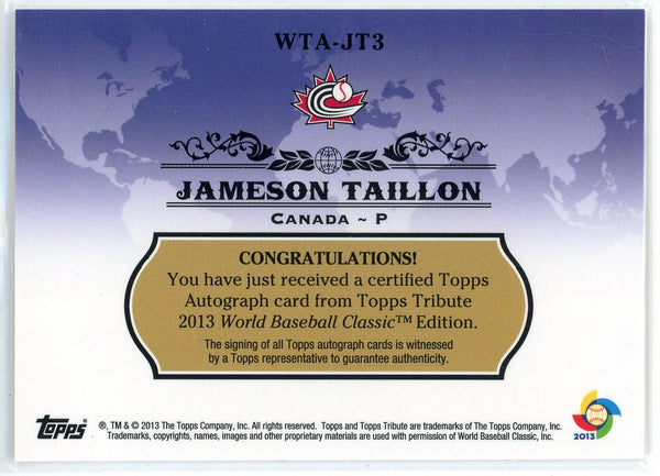 Jameson Taillon Autographed 2013 Topps Tribute WBC Card #WTA-JT3