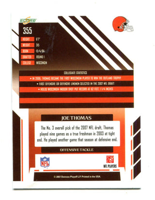 Joe Thomas 2007 Donruss Score Playoff #355 RC