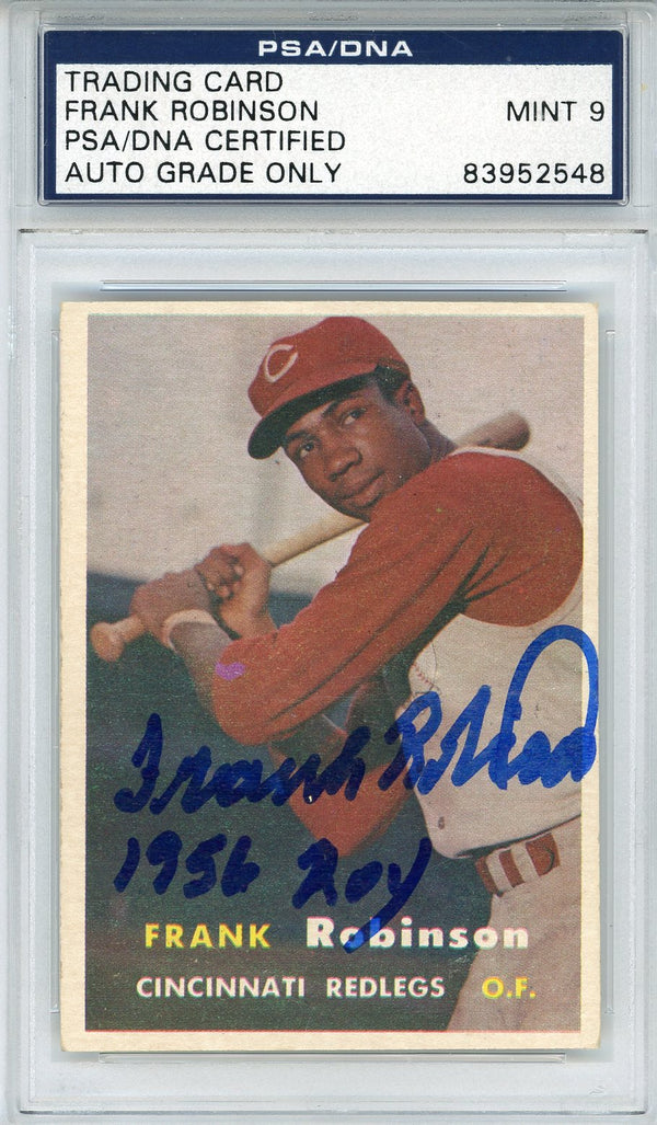 Frank Robinson "1956 ROY" Autographed 1957 Topps Card (PSA)