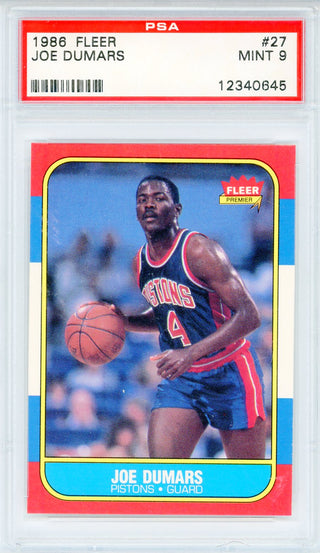 Joe Dumars 1986 Fleer Card #27 (PSA Mint 9)