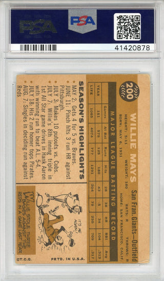 Willie Mays Autographed 1960 Topps Card #200 (PSA)