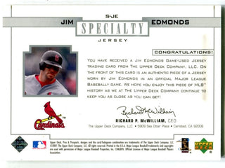 Jim Edmonds 2001 Upper Deck Jersey Specialty #SJE Jersey Card