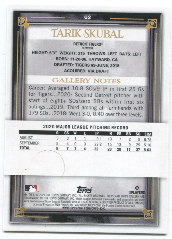 Tarik Skubal Topps Gallery Rookie Card 2021 #62