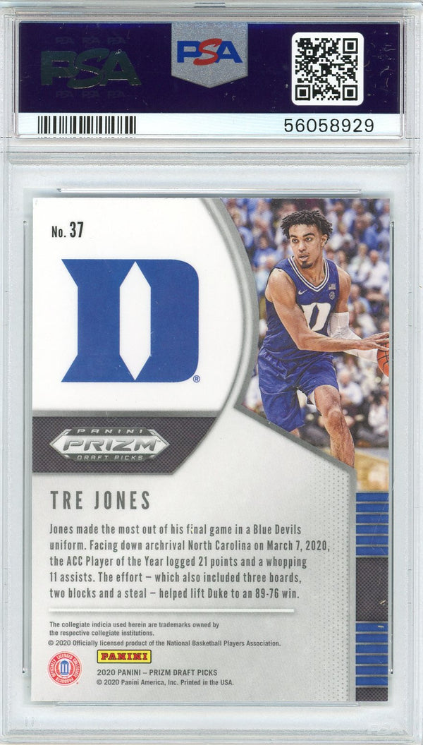 Tre Jones 2020 Panini Prizm Draft Pick Rookie Card #37 (PSA)