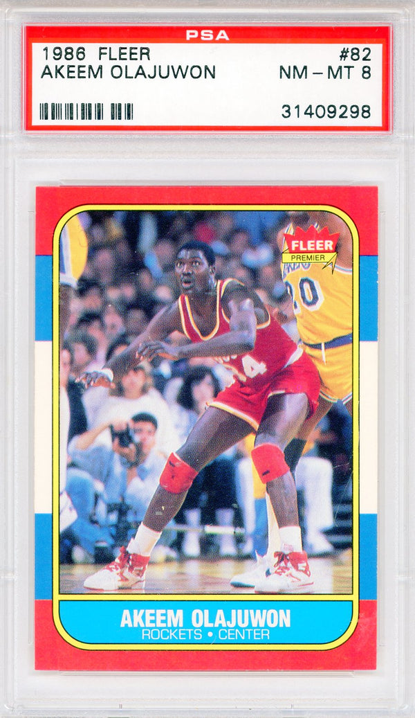 Hakeem Olajuwon 1986 Fleer Card #82 (PSA NM-MT 8)