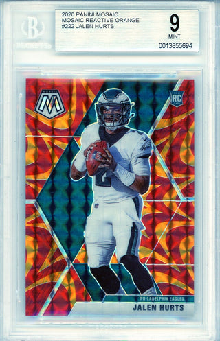 Jalen Hurts 2020 Panini Mosaic Reactive Orange Mosaic Rookie Card #222 (BGS Mint 9)