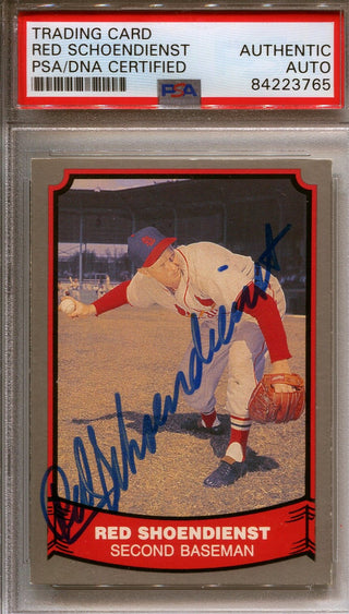 Red Schoendienst Cardinals Autographed Baseball Card (PSA)