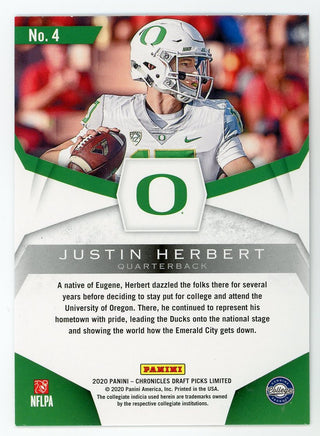 Justin Herbert 2020 Panini Chronicles Draft Picks Playoff #4 Card