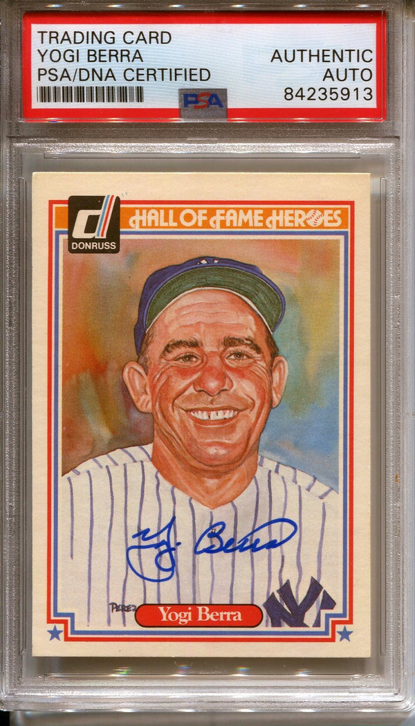 Yogi Berra Donruss Hall of Fame Autographed Baseball Card (PSA)