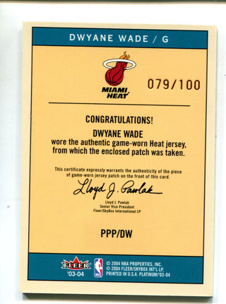 Dwyane Wade 2003 Fleer Platinum Portraits #PPP/DW Jersey RC /100