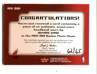 Dwyane Wade 2003 Fleer Tradition Heads Up #HUDW RC /65