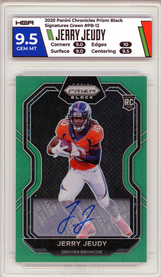 Jerry Jeudy Autographed 2020 Panini Chronicles Prizm Black Green Rookie Card #PB-12 (HGA Gem Mint 9.5)