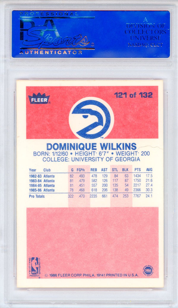 Dominque Wilkins 1986 Fleer Card #121 (PSA Mint 9)