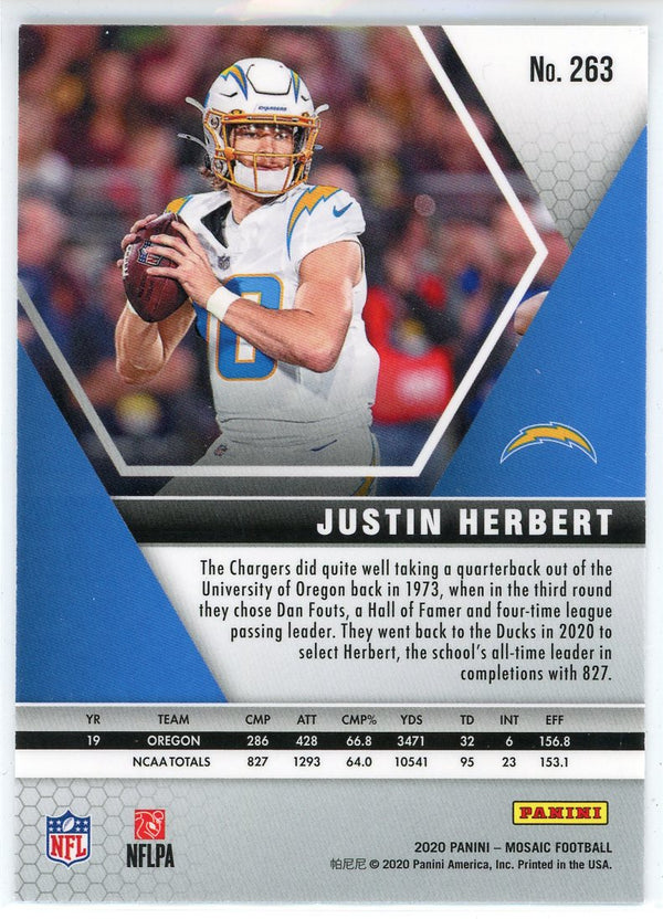 Justin Herbert 2020 Panini Mosaic NFL Debut Rookie Card #263