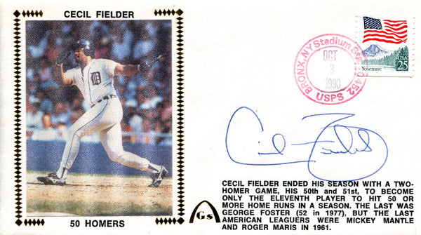 Cecil Fielder Autographed Oct 3 1990 First Day Cover