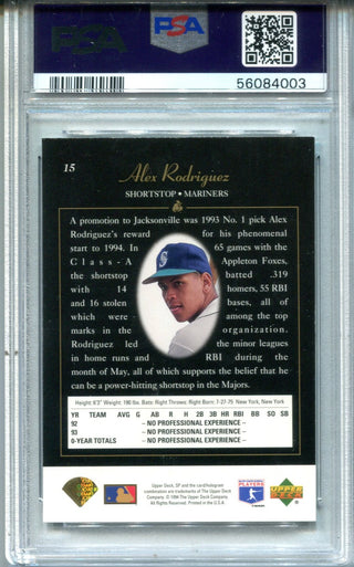 Alex Rodriguez 1994 SP Foil Alex Rodriguez #15 PSA NM-MT 8 Card