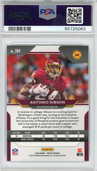 Antonio Gibson 2020 Panini Prizm Rookie Card #384 (PSA)