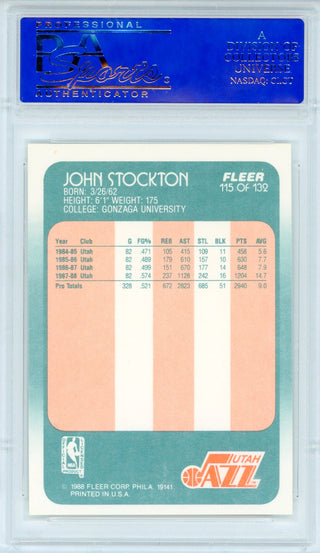 John Stockton 1988 Fleer Card #115 (PSA NM-MT 8)