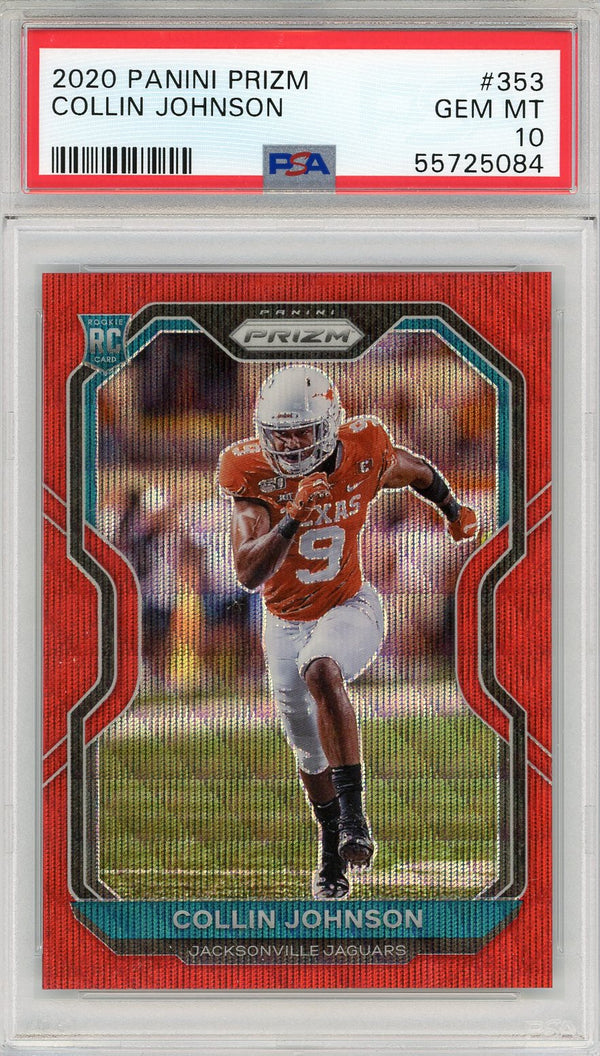 Collin Johnson 2020 Panini Prizm Red Prizm Rookie Card #353 (PSA)