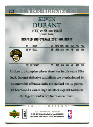 Kevin Durant 2007-08 Upper Deck #202 Star Rookie Card First Edition