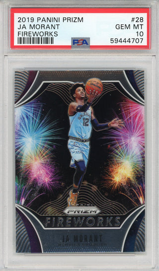 Ja Morant 2019 Panini Prizm Fireworks Rookie Card #28 (PSA)