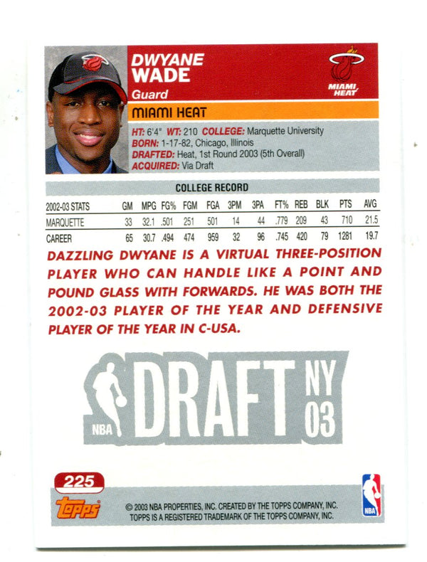 Dwyane Wade 2003-04 Topps #225 Card