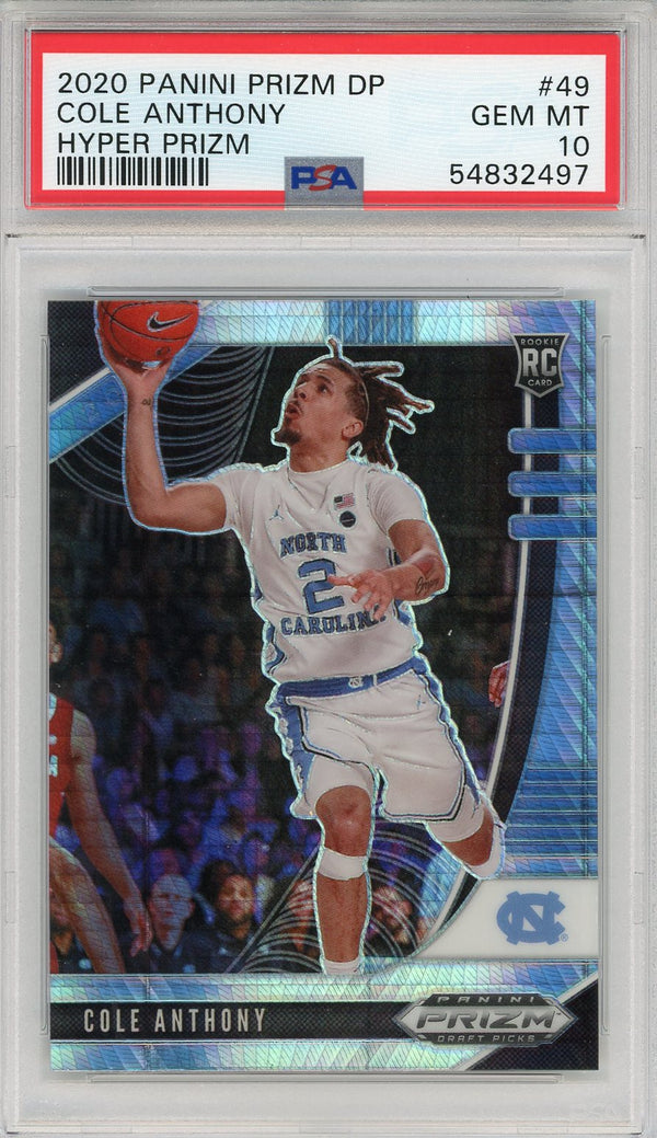 Cole Anthony 2020 Panini Prizm Draft Pick Hyper Prizm Rookie Card #49 (PSA)