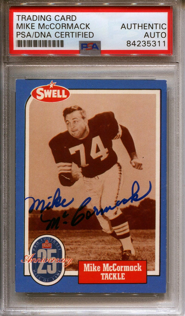 Mike McCormack Swell Cleveland Browns Autographed Football Card (PSA/DNA)