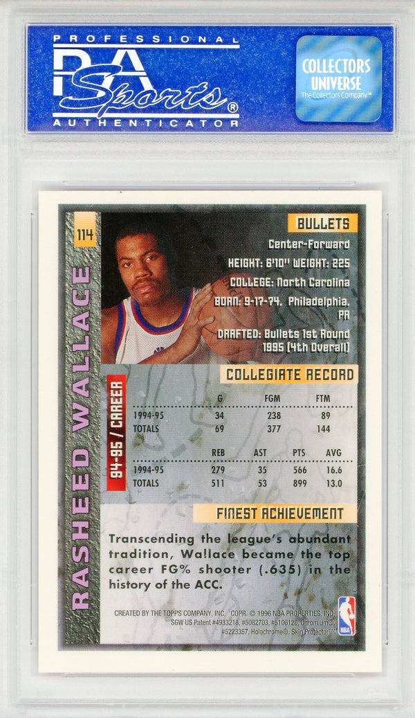 Rasheed Wallace 1995 Topps Finest Card #114 (PSA Mint 9)