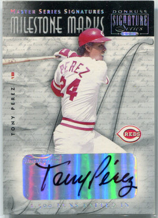 Tony Perez Autographed 2001 Donruss Signatures Series Milestone Marks Autographed Card