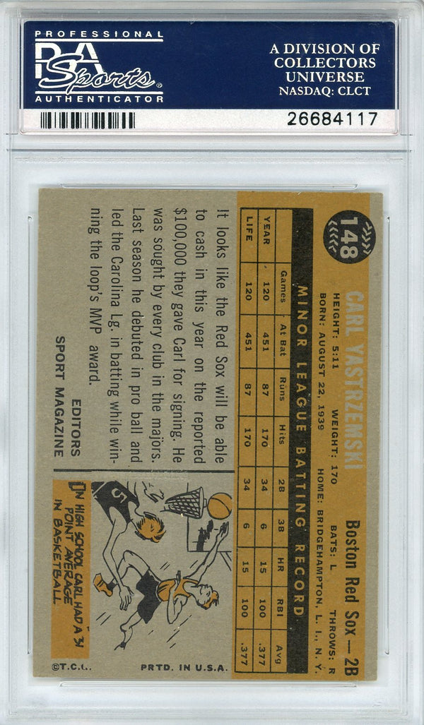 Carl Yastrzemski Autographed 1960 Topps Card #148 (PSA)