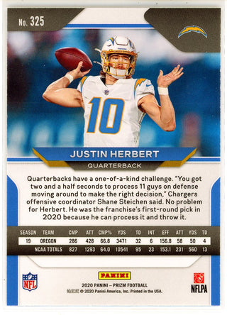 Justin Herbert 2020 Panini Prizm Rookie Card #325