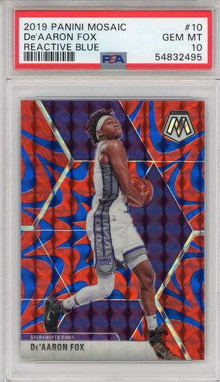 De'Aaron Fox 2019 Panini Mosaic Reactive Blue Prizm Card #10 (PSA)